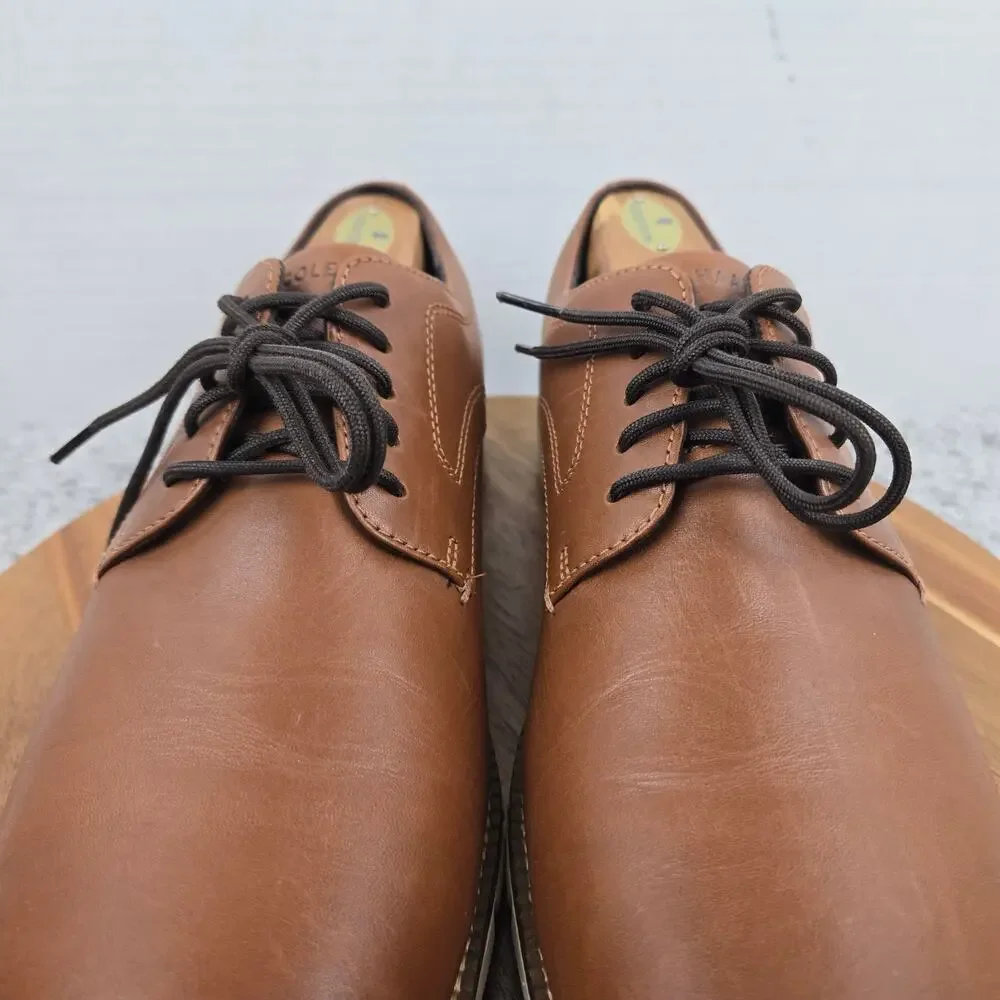 Cole Haan Mens 10.5M FlexGrand 360 Plain Toe Brown Leather Casual Derby Oxford